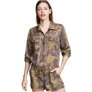 PAM & GELA PAISLEY PRINT ZIP FRONT UTILITY ROMPER